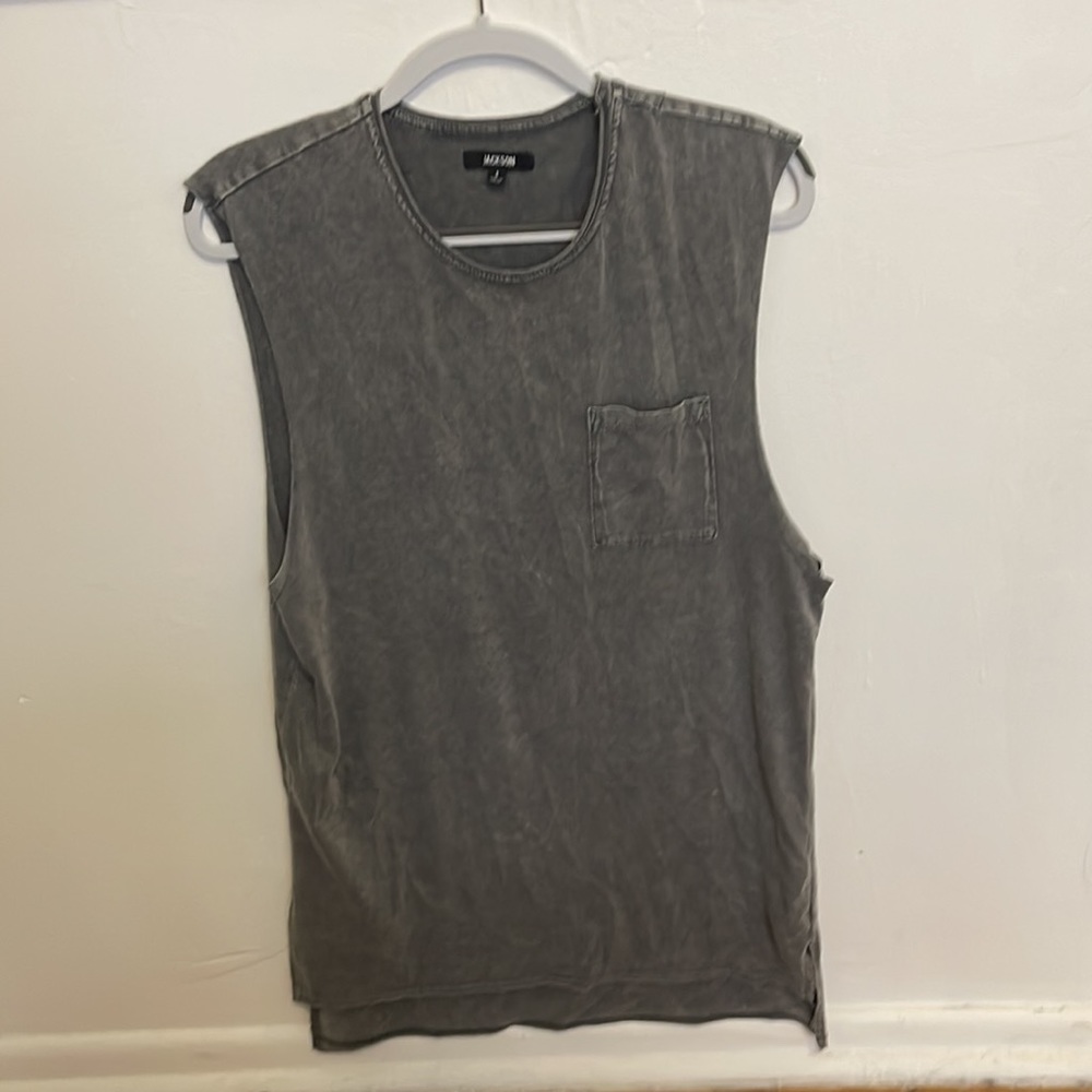 Slate grey tank top with pocket